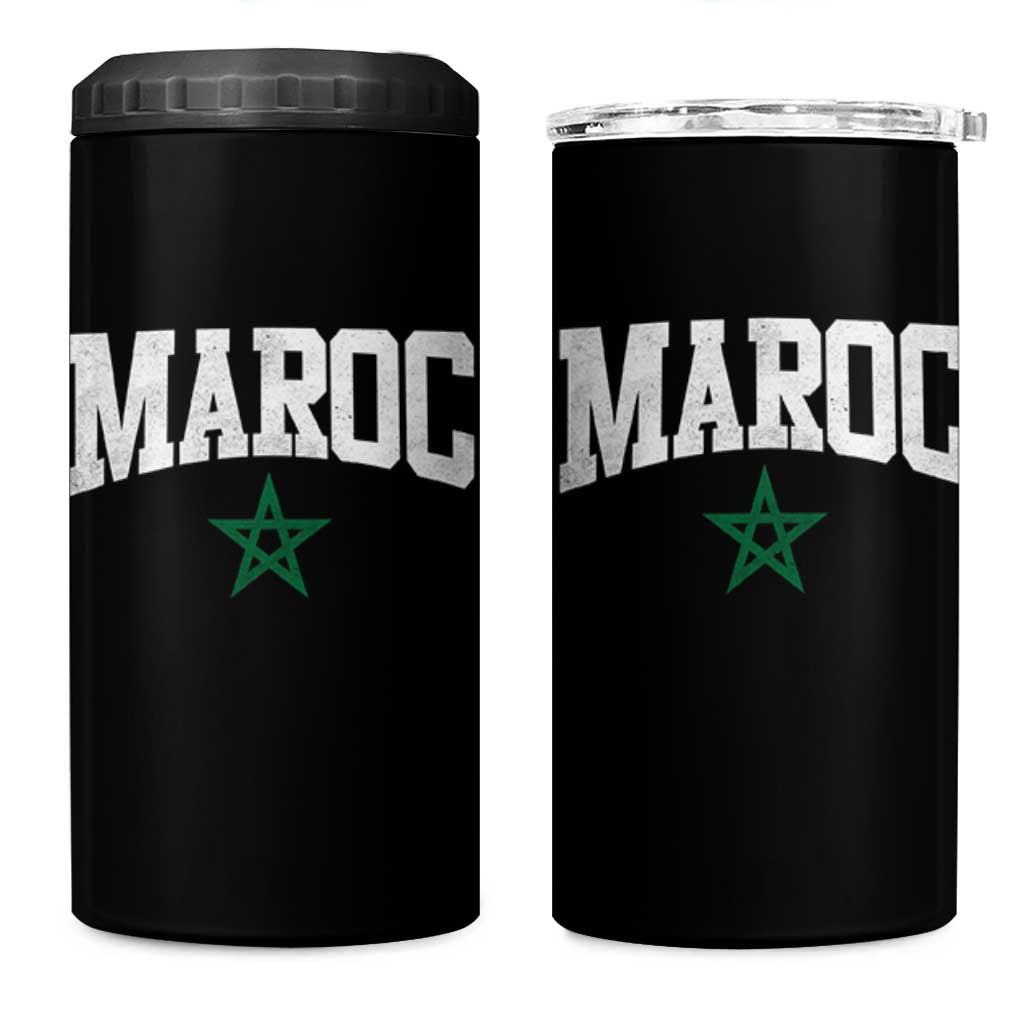 Morocco Maroc Pride 4 in 1 Can Cooler Tumbler Moroccan Heritage Vintage Green Star