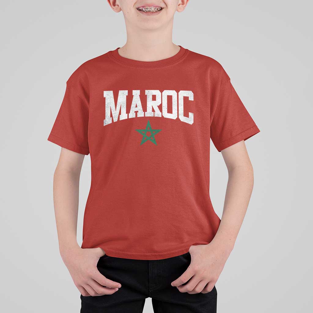 Morocco Maroc Pride T Shirt For Kid Moroccan Heritage Vintage Green Star
