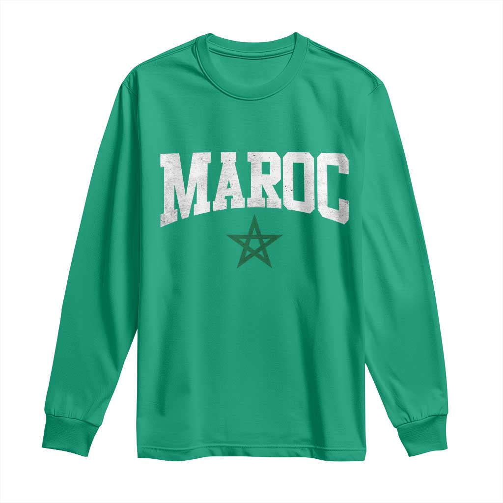 Morocco Maroc Pride Long Sleeve Shirt Moroccan Heritage Vintage Green Star