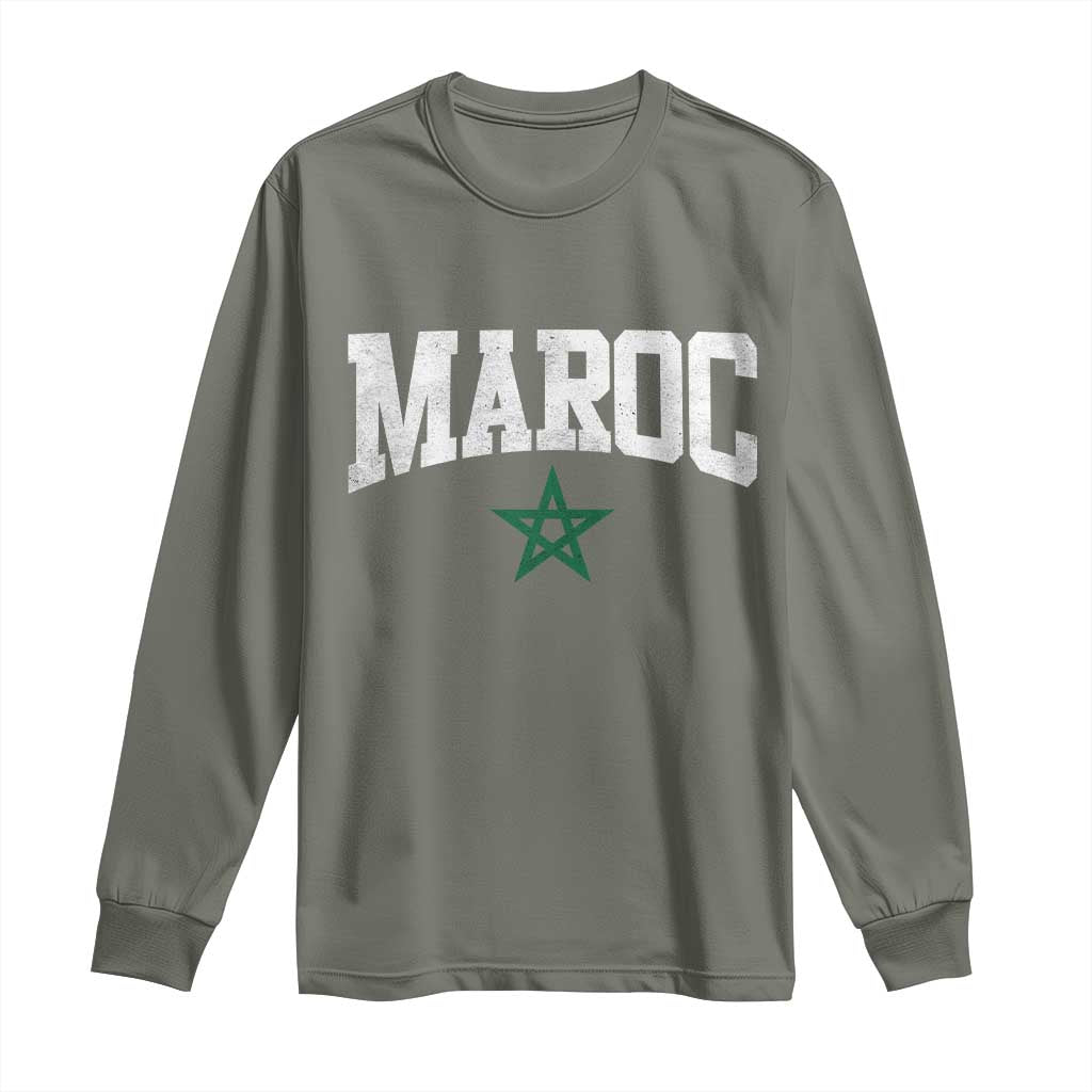 Morocco Maroc Pride Long Sleeve Shirt Moroccan Heritage Vintage Green Star