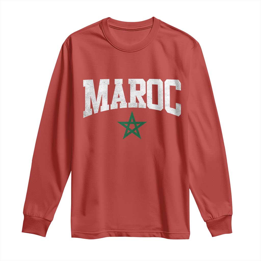 Morocco Maroc Pride Long Sleeve Shirt Moroccan Heritage Vintage Green Star