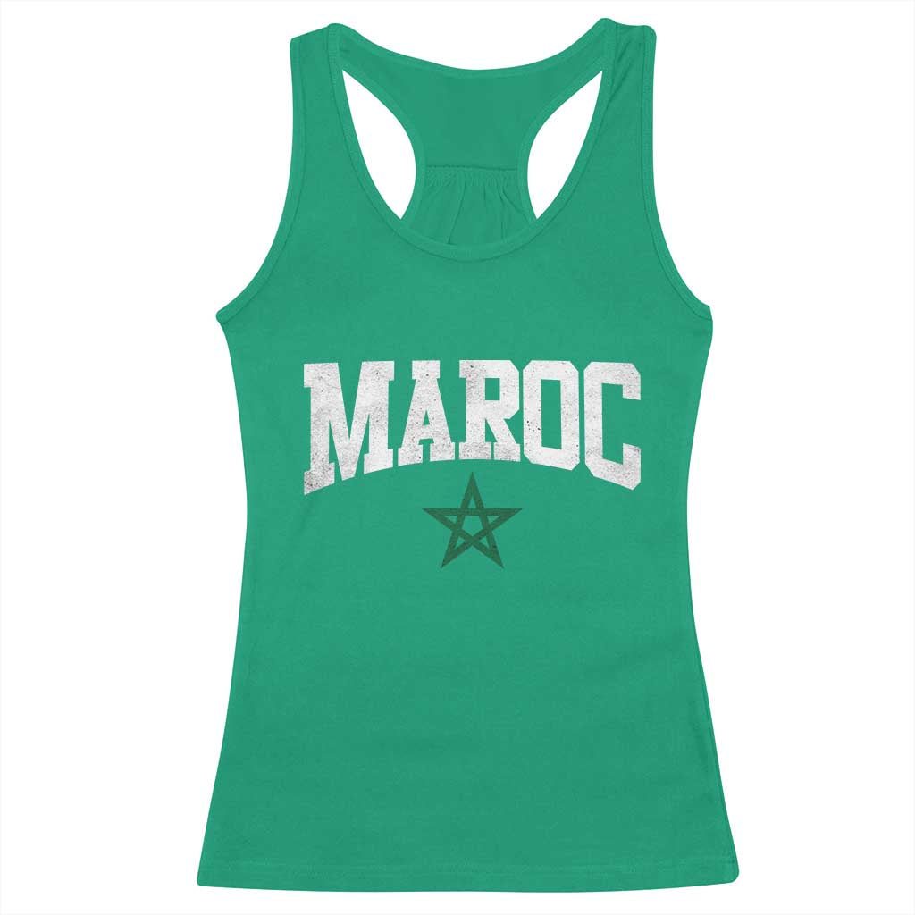 Morocco Maroc Pride Racerback Tank Top Moroccan Heritage Vintage Green Star