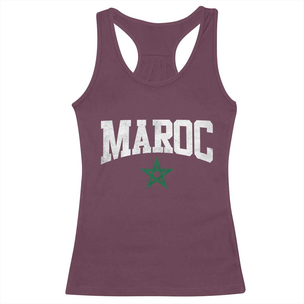 Morocco Maroc Pride Racerback Tank Top Moroccan Heritage Vintage Green Star