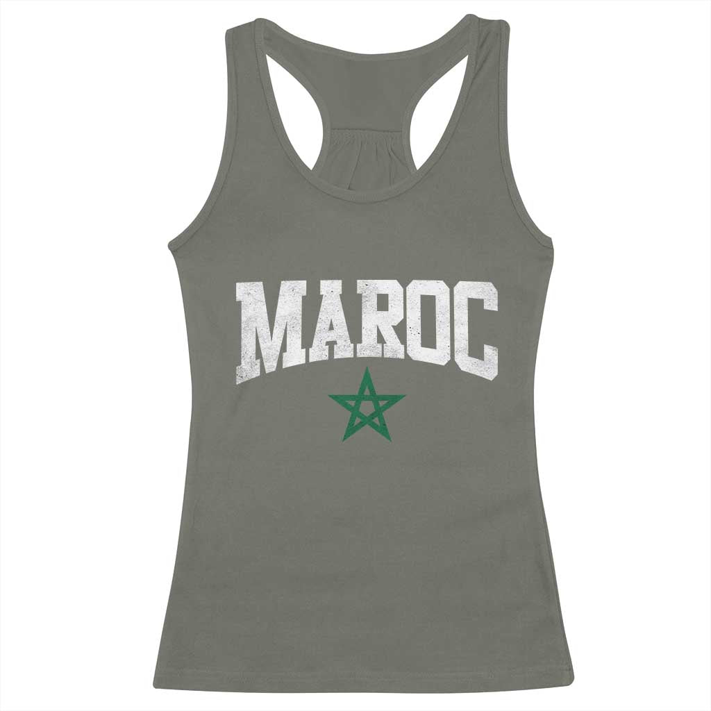 Morocco Maroc Pride Racerback Tank Top Moroccan Heritage Vintage Green Star