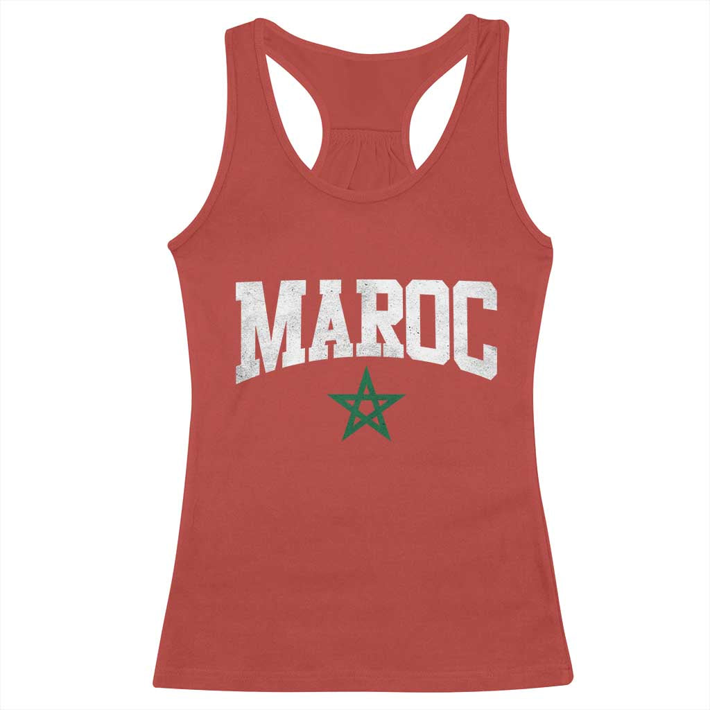 Morocco Maroc Pride Racerback Tank Top Moroccan Heritage Vintage Green Star