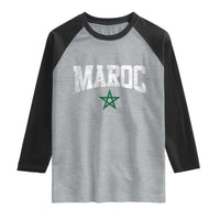 Morocco Maroc Pride Raglan Shirt Moroccan Heritage Vintage Green Star