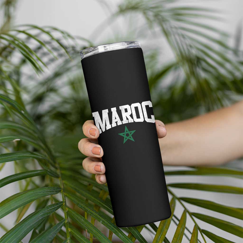 Morocco Maroc Pride Skinny Tumbler Moroccan Heritage Vintage Green Star