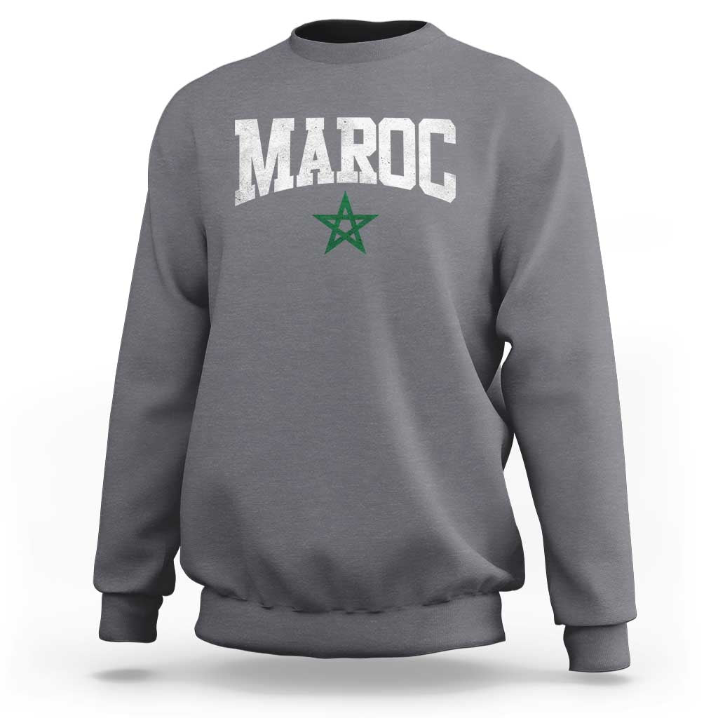 Morocco Maroc Pride Sweatshirt Moroccan Heritage Vintage Green Star