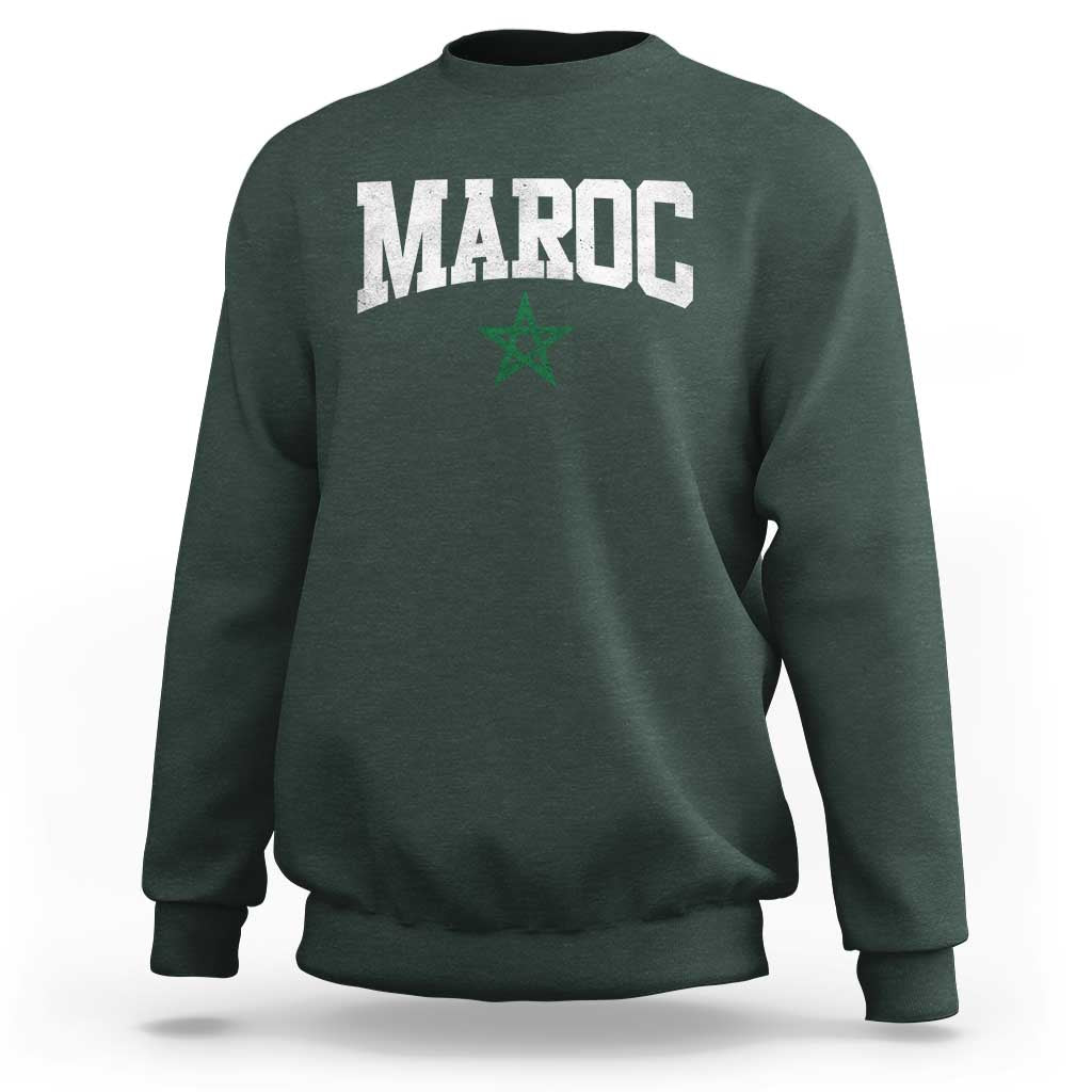Morocco Maroc Pride Sweatshirt Moroccan Heritage Vintage Green Star