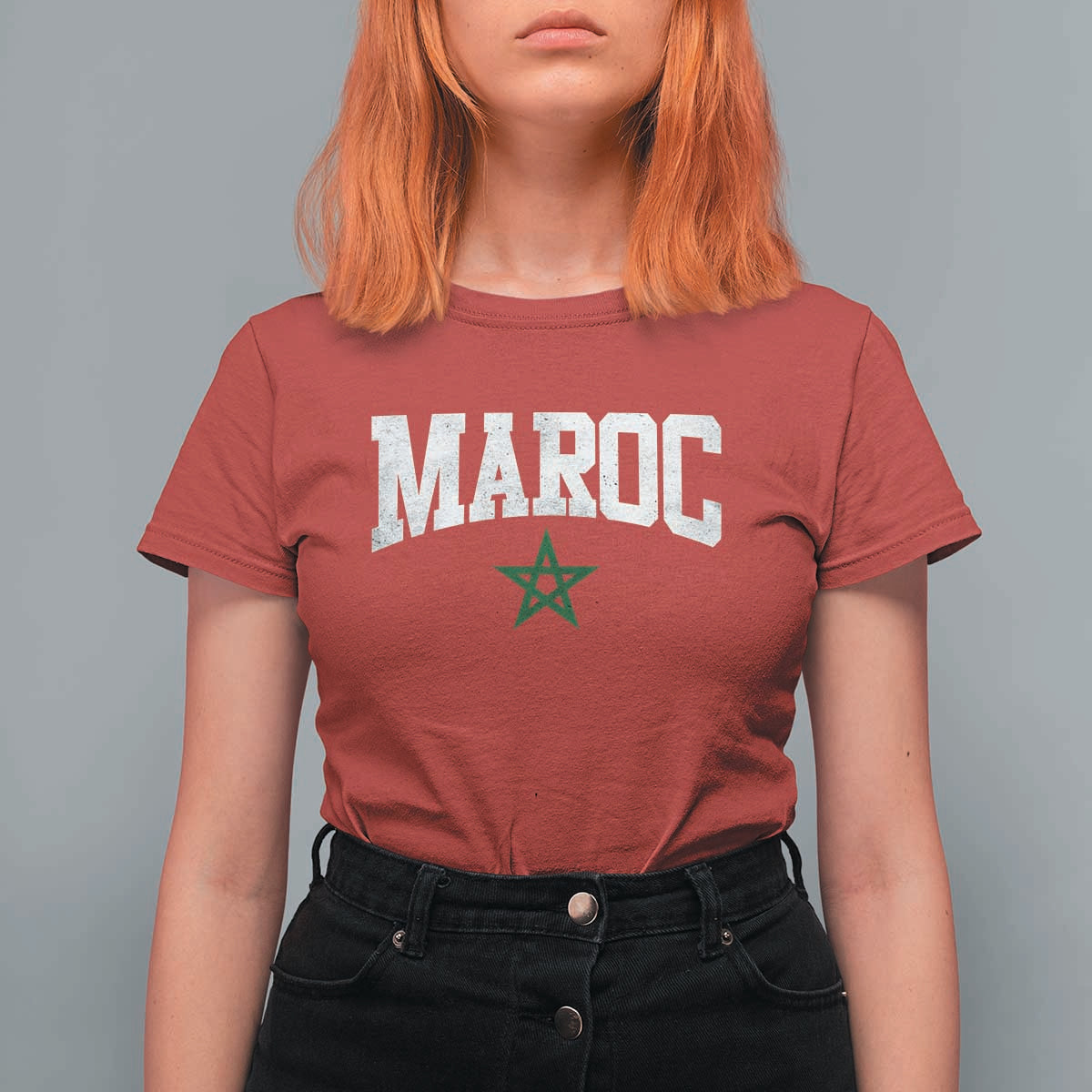 Morocco Maroc Pride T Shirt For Women Moroccan Heritage Vintage Green Star