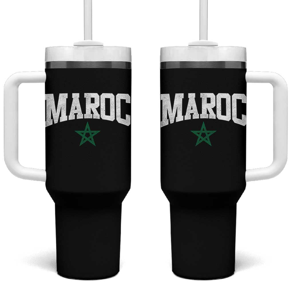 Morocco Maroc Pride Tumbler With Handle Moroccan Heritage Vintage Green Star