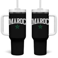 Morocco Maroc Pride Tumbler With Handle Moroccan Heritage Vintage Green Star