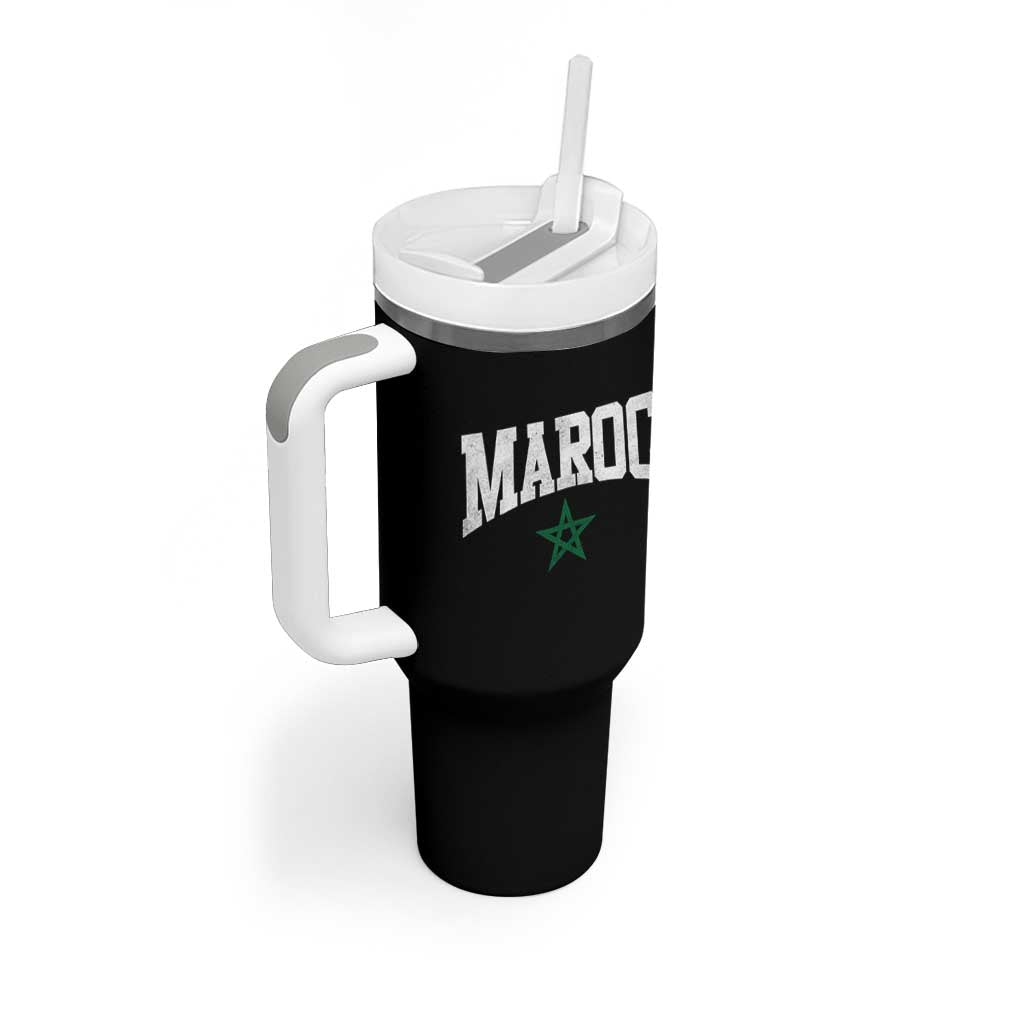 Morocco Maroc Pride Tumbler With Handle Moroccan Heritage Vintage Green Star
