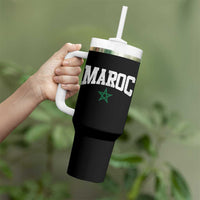 Morocco Maroc Pride Tumbler With Handle Moroccan Heritage Vintage Green Star