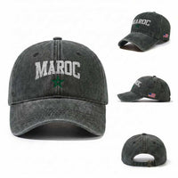 Morocco Maroc Pride Washed Cotton Baseball Cap Moroccan Heritage Vintage Green Star