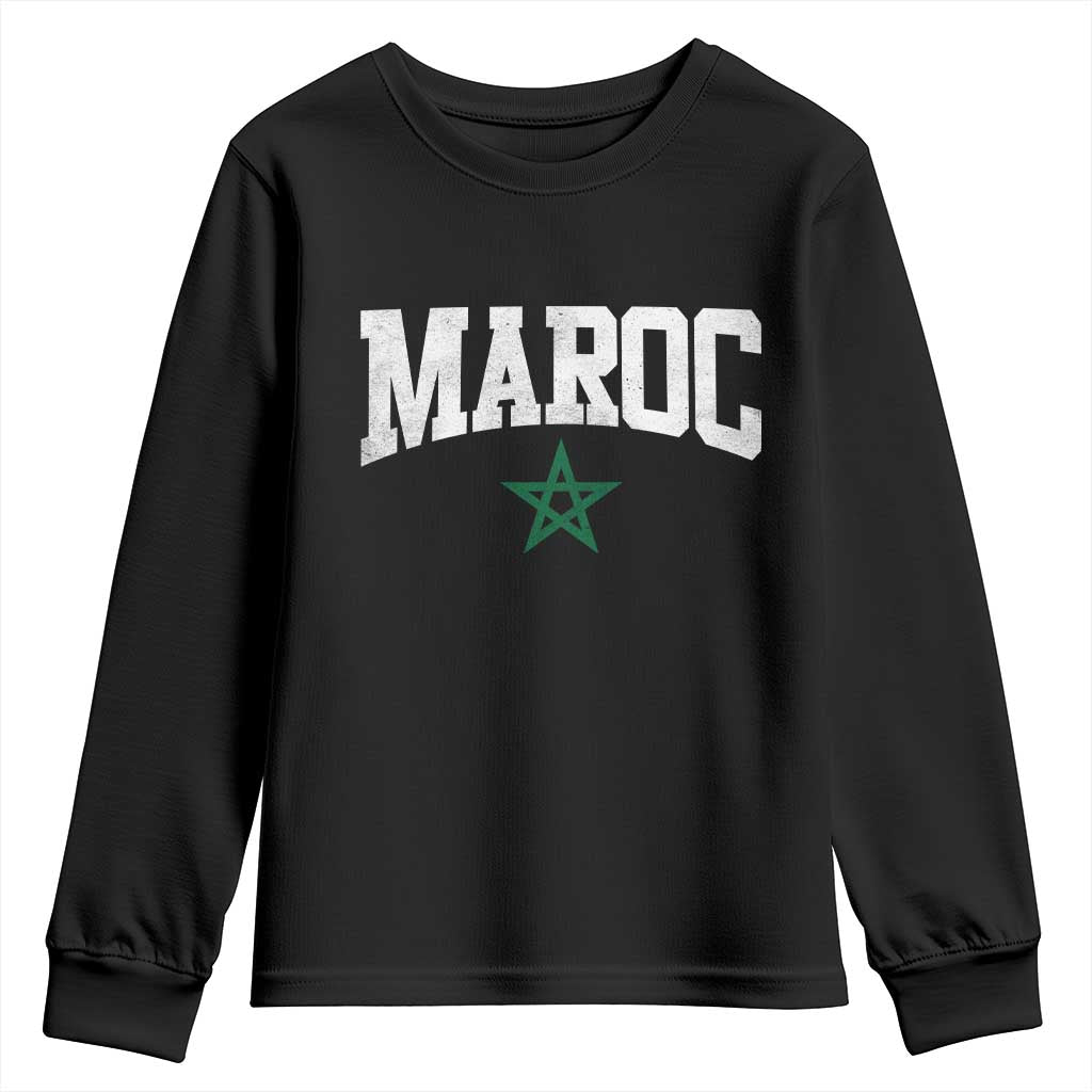 Morocco Maroc Pride Youth Sweatshirt Moroccan Heritage Vintage Green Star