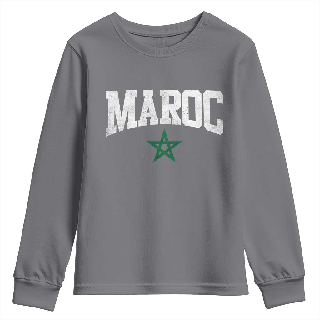 Morocco Maroc Pride Youth Sweatshirt Moroccan Heritage Vintage Green Star
