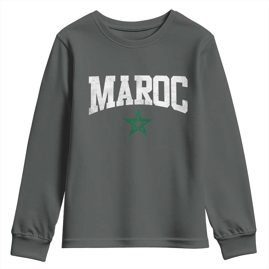 Morocco Maroc Pride Youth Sweatshirt Moroccan Heritage Vintage Green Star