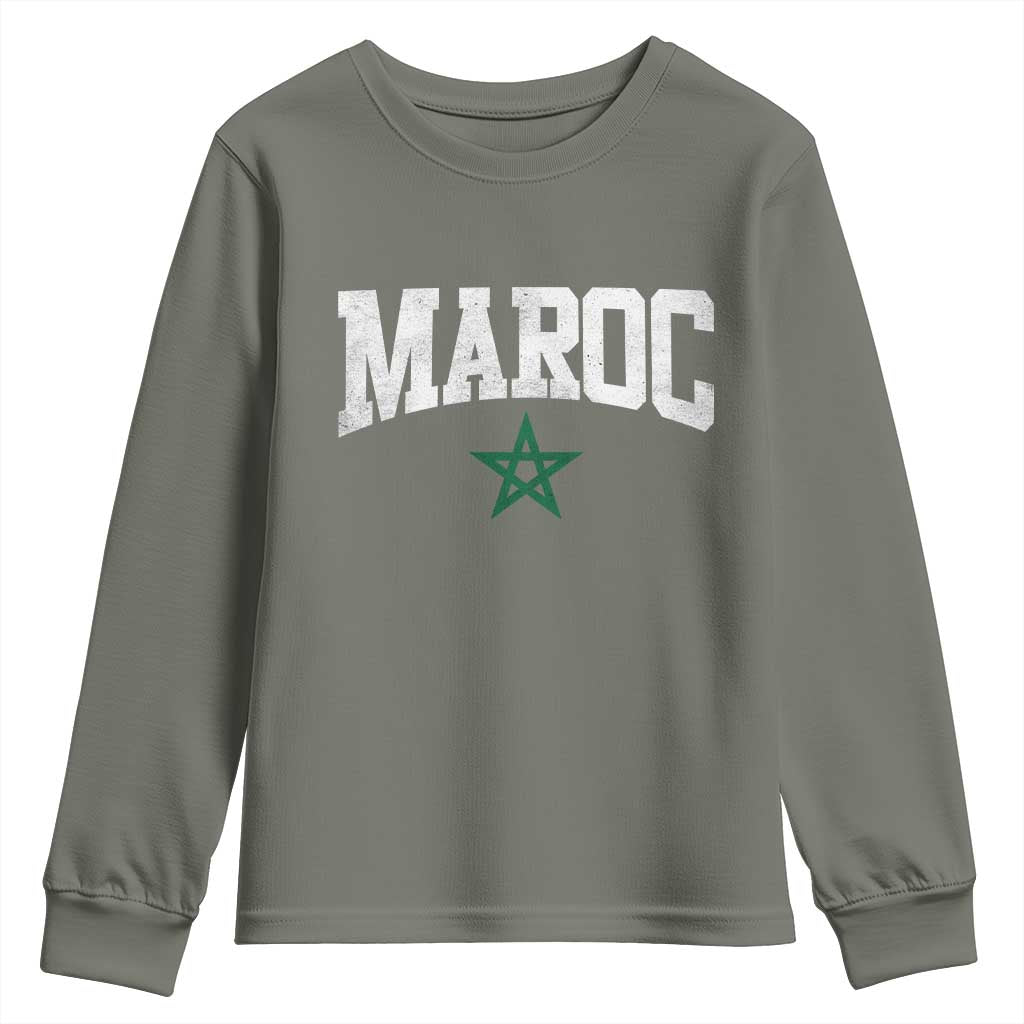 Morocco Maroc Pride Youth Sweatshirt Moroccan Heritage Vintage Green Star