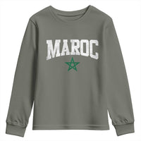 Morocco Maroc Pride Youth Sweatshirt Moroccan Heritage Vintage Green Star