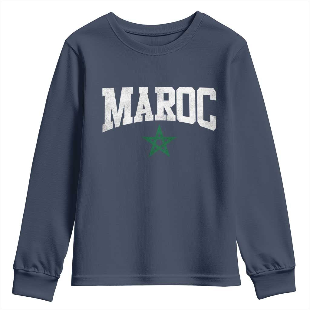 Morocco Maroc Pride Youth Sweatshirt Moroccan Heritage Vintage Green Star