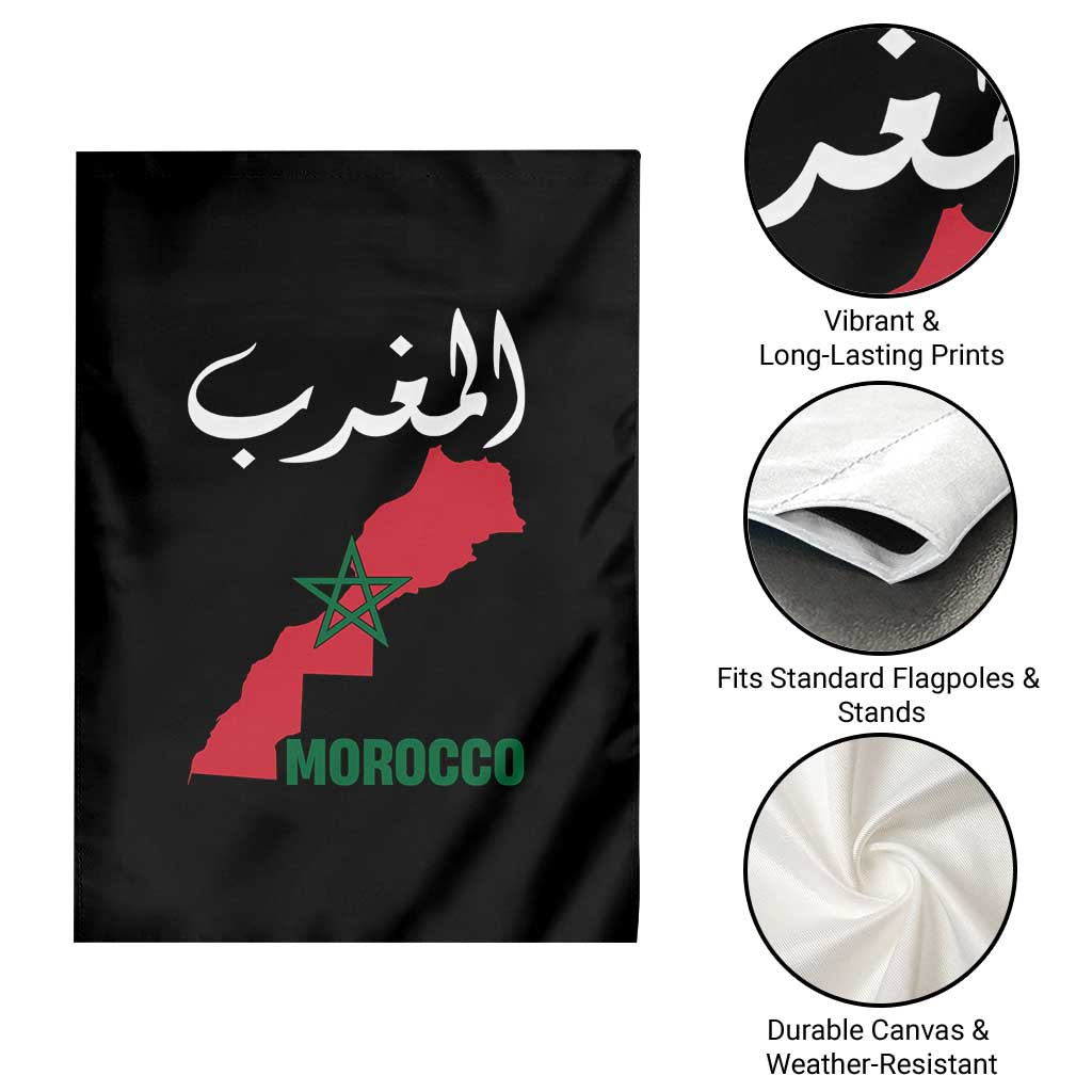 Proud Moroccan Vintage Marocco Map with Arabic Characters Garden Flag