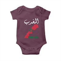 Proud Moroccan Vintage Marocco Map with Arabic Characters Baby Onesie