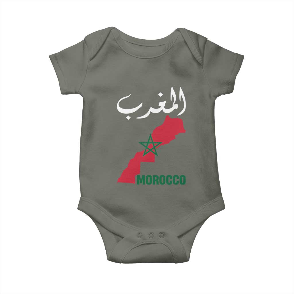 Proud Moroccan Vintage Marocco Map with Arabic Characters Baby Onesie