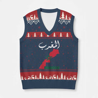 Proud Moroccan Vintage Marocco Map with Arabic Characters V-Neck Knit Sweater Vest