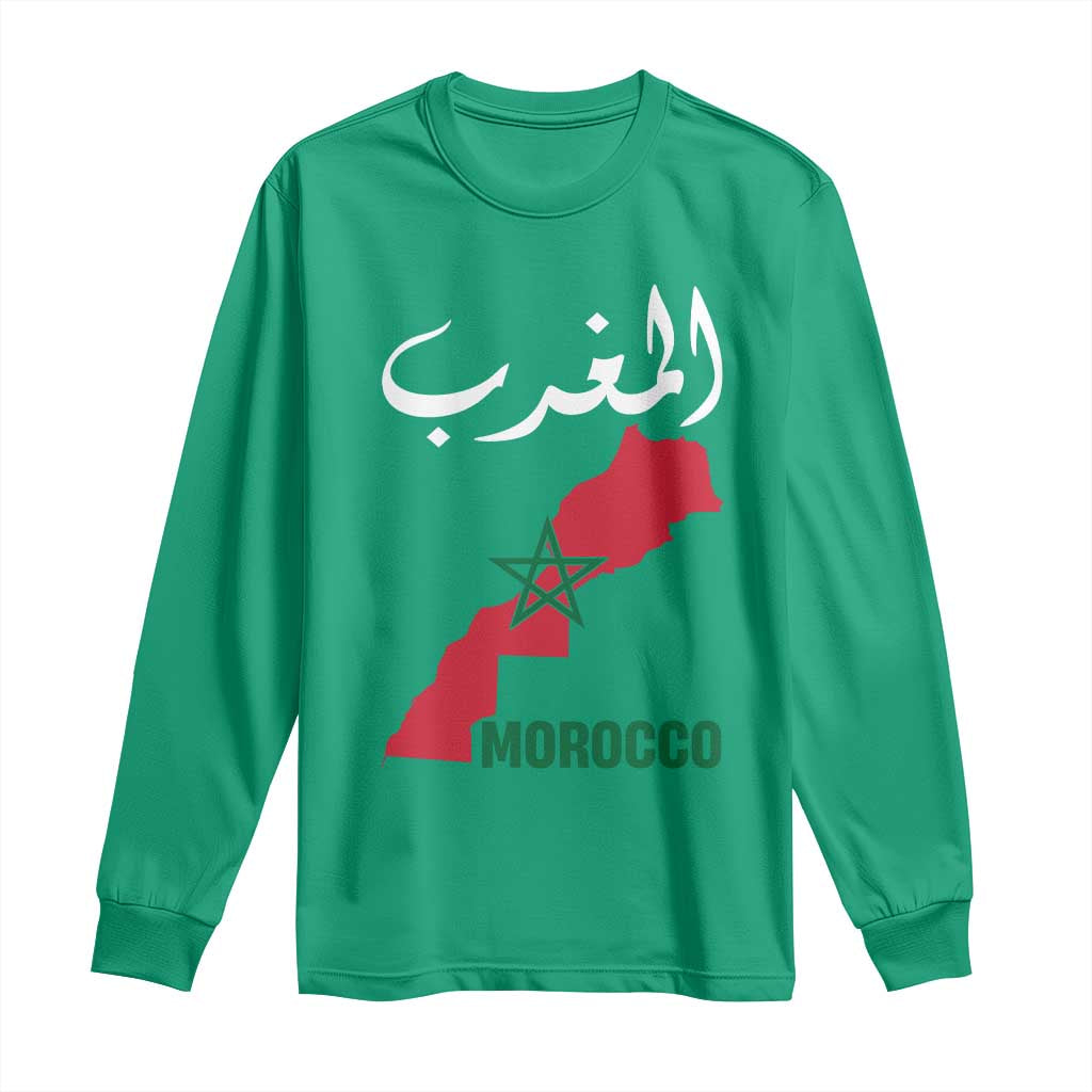 Proud Moroccan Vintage Marocco Map with Arabic Characters Long Sleeve Shirt