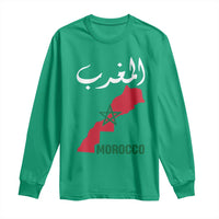 Proud Moroccan Vintage Marocco Map with Arabic Characters Long Sleeve Shirt