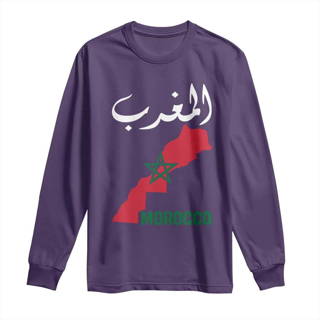 Proud Moroccan Vintage Marocco Map with Arabic Characters Long Sleeve Shirt