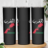 Proud Moroccan Vintage Marocco Map with Arabic Characters Skinny Tumbler