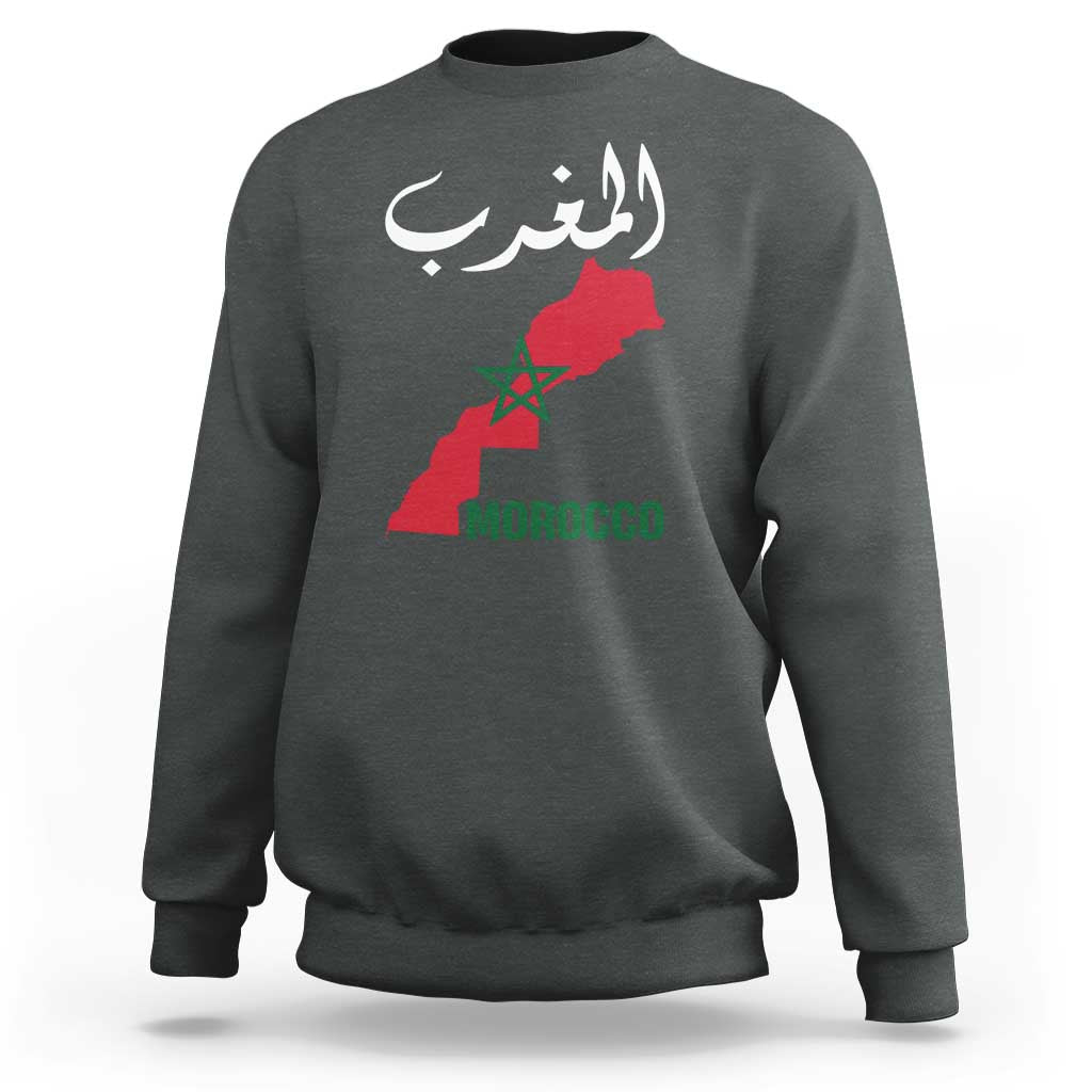 Proud Moroccan Vintage Marocco Map with Arabic Characters Sweatshirt