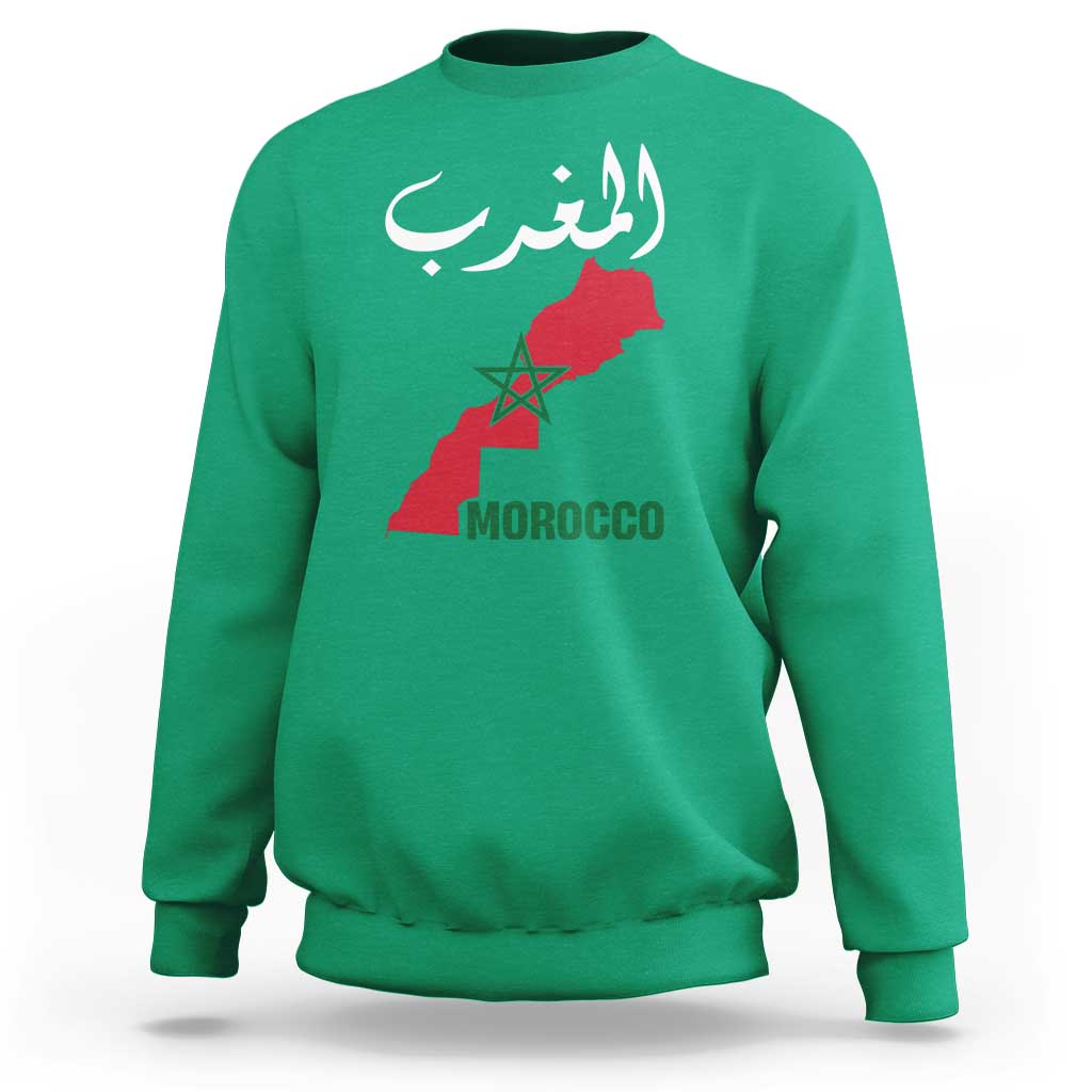 Proud Moroccan Vintage Marocco Map with Arabic Characters Sweatshirt