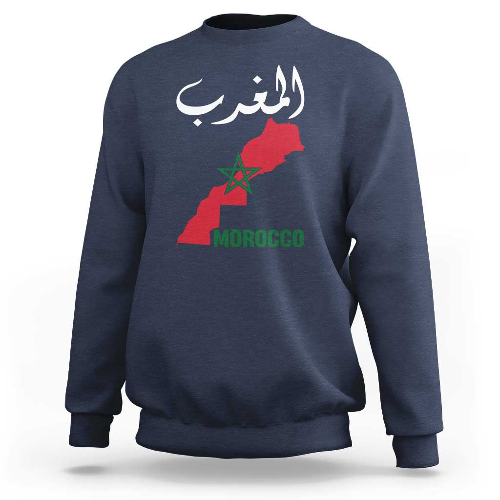 Proud Moroccan Vintage Marocco Map with Arabic Characters Sweatshirt