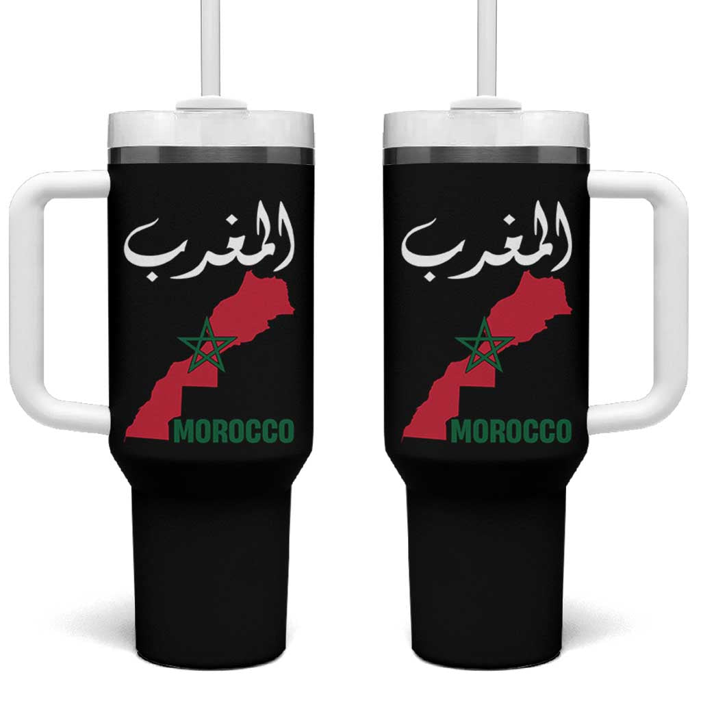 Proud Moroccan Vintage Marocco Map with Arabic Characters Tumbler With Handle