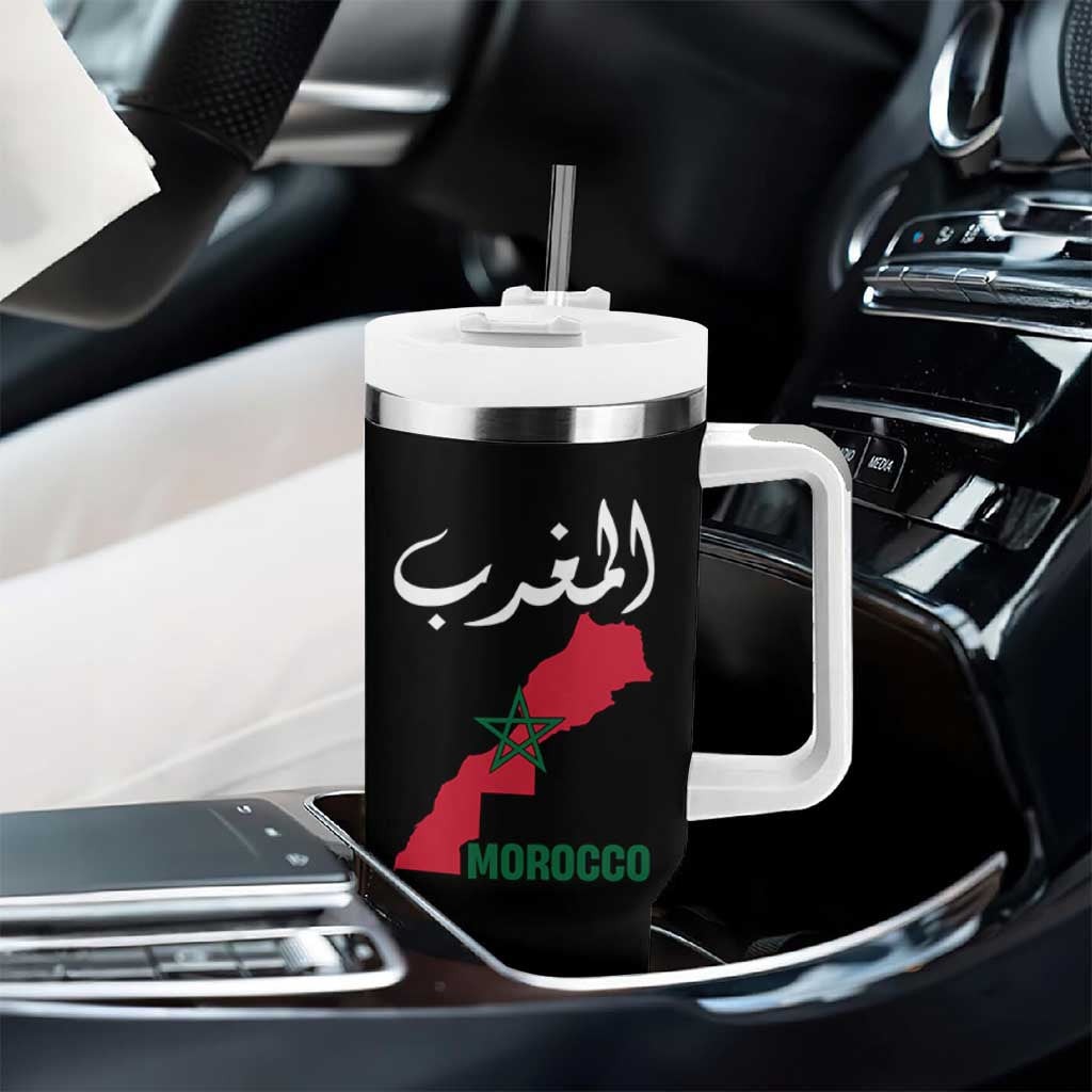 Proud Moroccan Vintage Marocco Map with Arabic Characters Tumbler With Handle