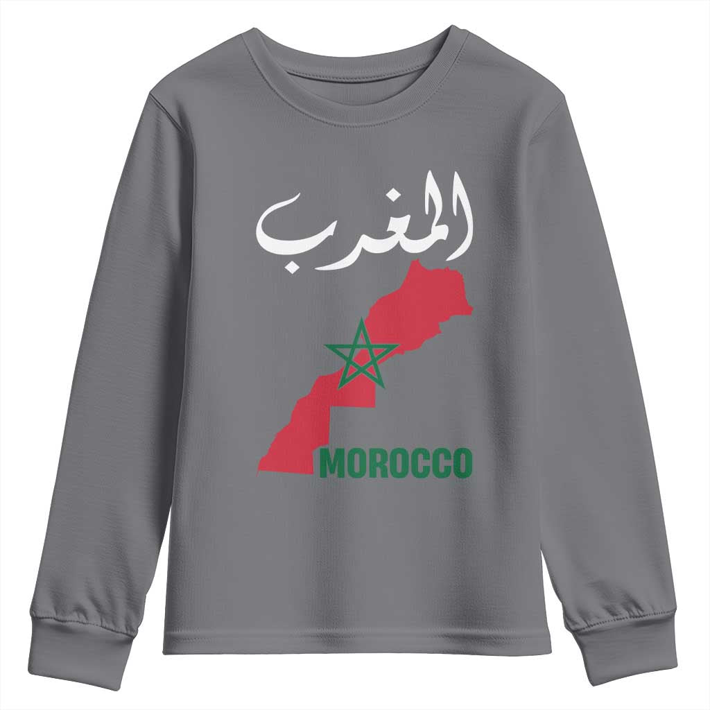 Proud Moroccan Vintage Marocco Map with Arabic Characters Youth Sweatshirt