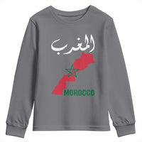 Proud Moroccan Vintage Marocco Map with Arabic Characters Youth Sweatshirt