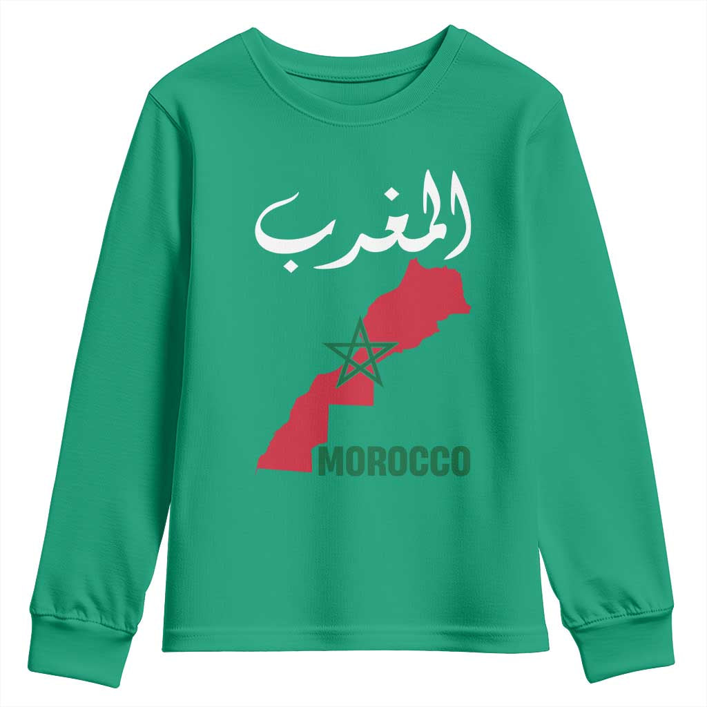 Proud Moroccan Vintage Marocco Map with Arabic Characters Youth Sweatshirt