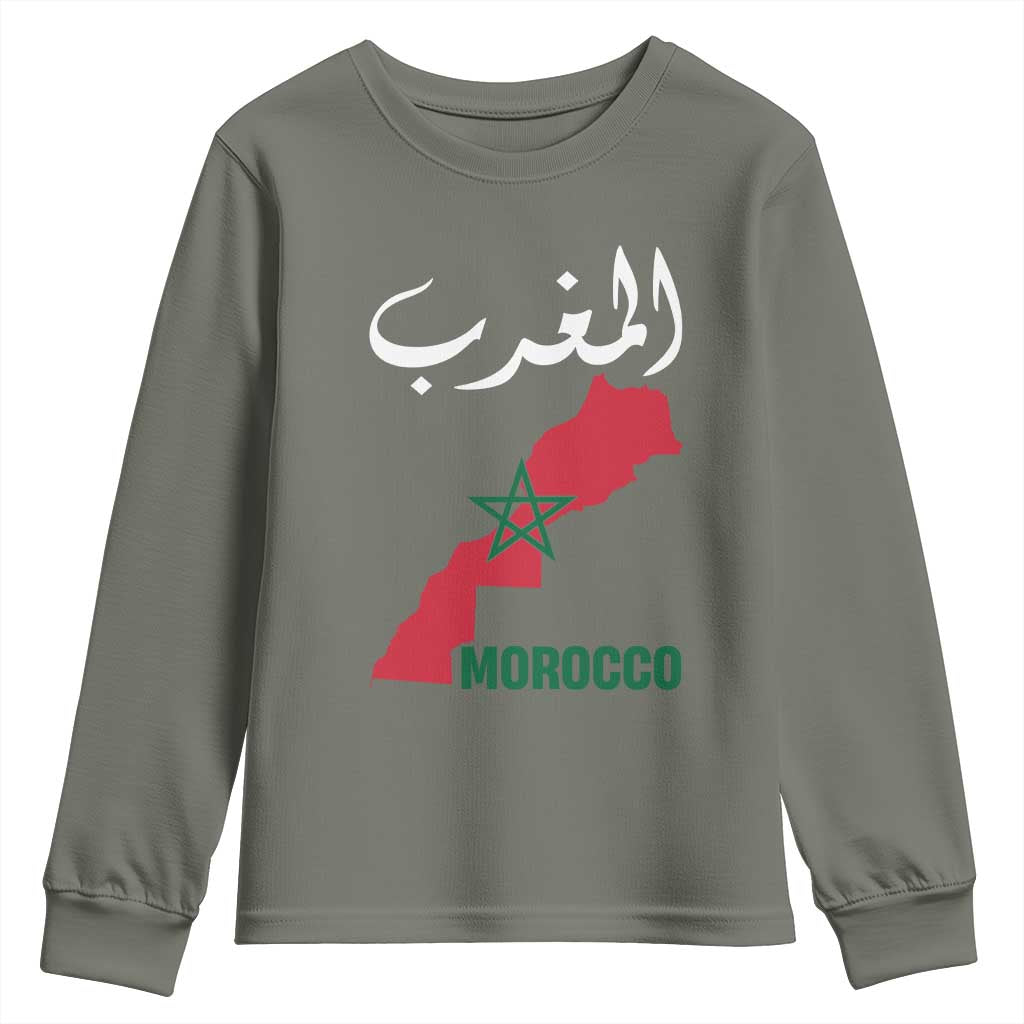 Proud Moroccan Vintage Marocco Map with Arabic Characters Youth Sweatshirt