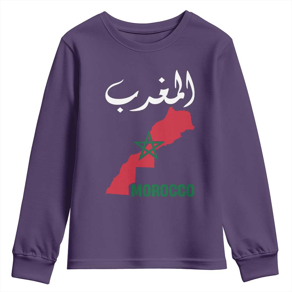 Proud Moroccan Vintage Marocco Map with Arabic Characters Youth Sweatshirt