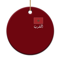 Moroccan Heritage Vintage Marocco Flag with Arabic Characters Ceramic Ornament