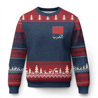 Moroccan Heritage Vintage Marocco Flag with Arabic Characters Ugly Christmas Sweater