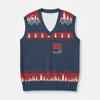 Moroccan Heritage Vintage Marocco Flag with Arabic Characters V-Neck Knit Sweater Vest