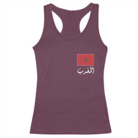 Moroccan Heritage Vintage Marocco Flag with Arabic Characters Racerback Tank Top