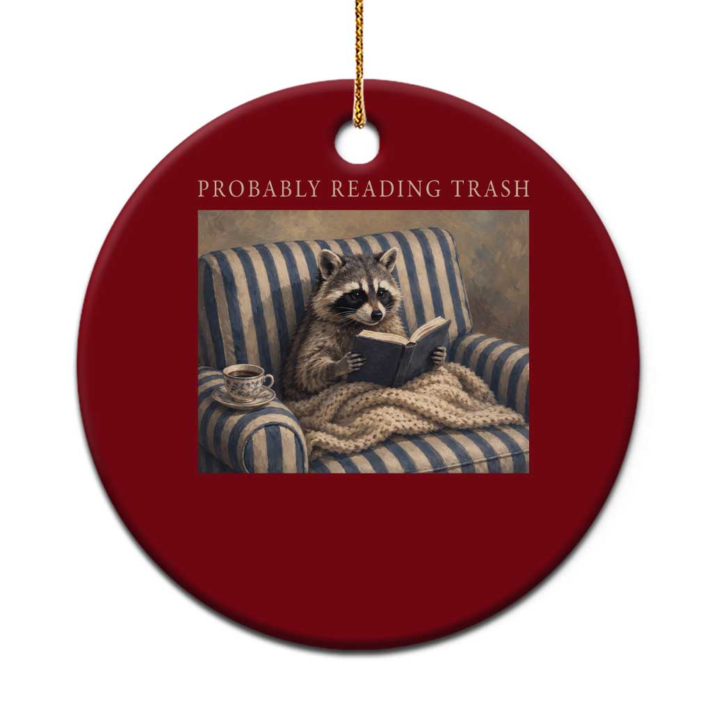 Funny Raccoon Book Lover Ceramic Ornament Probably Reading Trash Bookworms Teachers