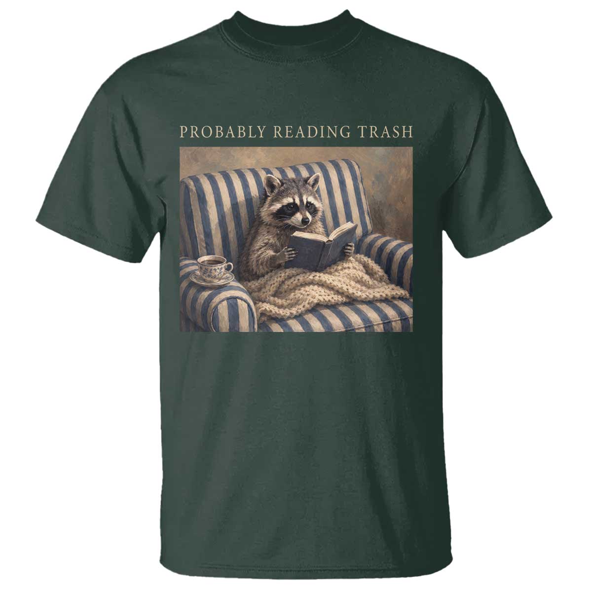Funny Raccoon Book Lover T Shirt Probably Reading Trash Bookworms Teachers