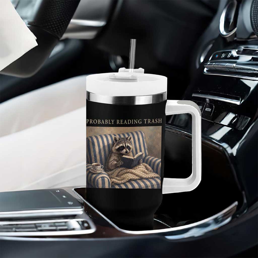 Funny Raccoon Book Lover Tumbler With Handle Probably Reading Trash Bookworms Teachers